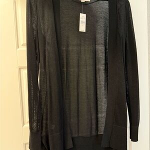LOFT Black Lightweight Open-Front Cardigan